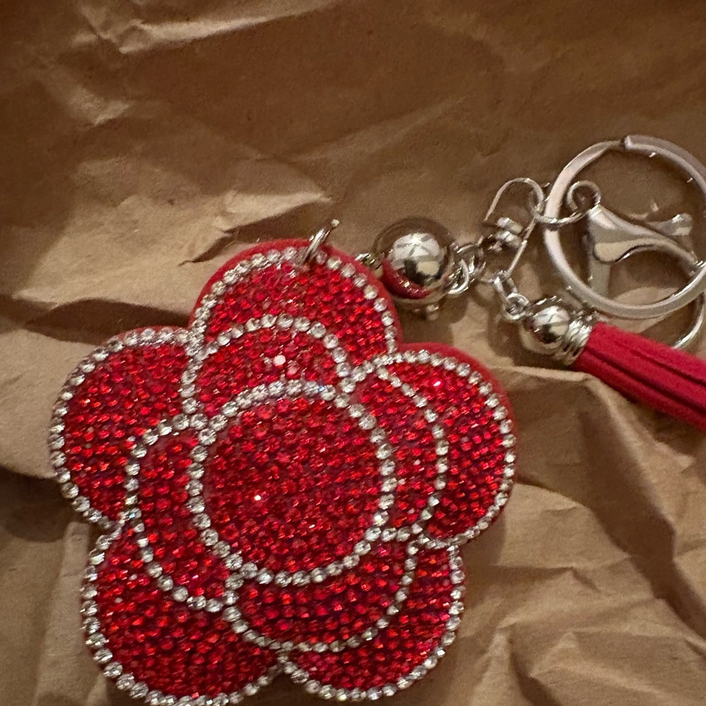 Red Crystal‎ Flower Keychain bagcharm/keychain